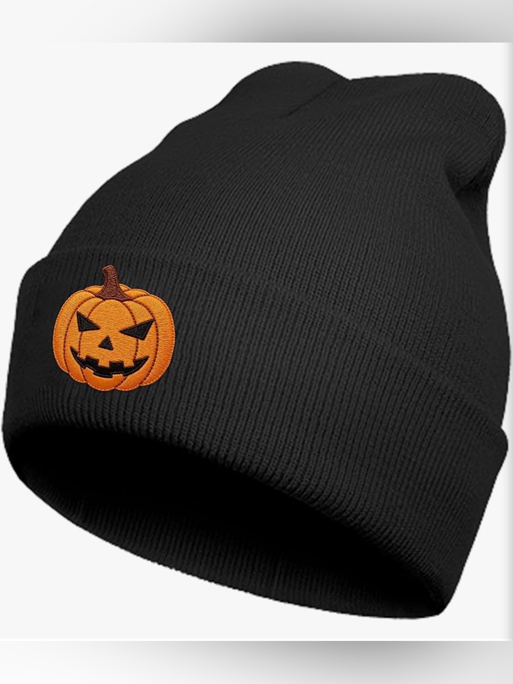 Halloween Cute Pumpkin Beanie for Men and Women, Winter Black Knit Hat